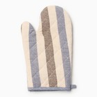 Варежка-прихватка «Доляна. Полоса», серый/синий, 28×17 см, 50% п/э, 50% хлопок - Фото 3