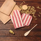 Набор кухонный «Доляна. Полоса», красный, варежка-прихватка, прихватка - Фото 7