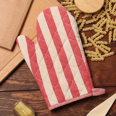 Варежка-прихватка Доляна Полоса цвет красный 28×17 см,50% п/э 50% хл