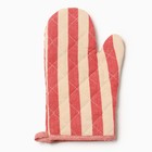 Варежка-прихватка Доляна Полоса цвет красный 28×17 см,50% п/э 50% хл - Фото 2