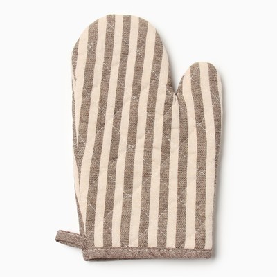 Варежка - прихватка «Доляна. Полоса», коричневая, 25×17 см