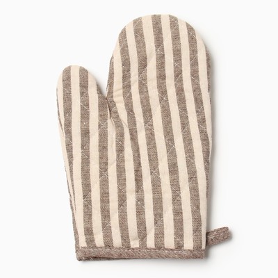 Варежка - прихватка «Доляна. Полоса», коричневая, 25×17 см
