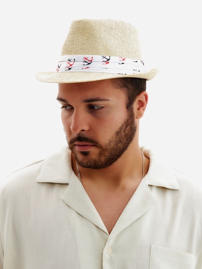 Шляпа мужская MINAKU, размер 58, молочная