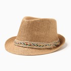Шляпа мужская MINAKU, цвет светло-коричневый, р-р 58 - фото 321032619