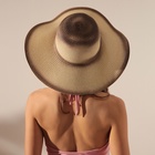 Шляпа женская MINAKU, бежевый, тёмно-коричневый, размер 58 - Фото 2
