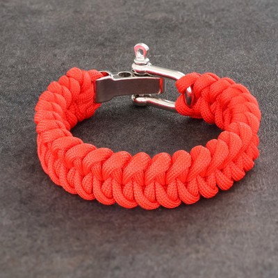 Браслет из паракорда, 23 см, паракорд 3 м, с металлической застежкой, красный