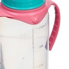 Бутылочка для кормления, классическое горло, 250 мл., от 0 мес., цилиндр, с ручками, цвет бирюзовый/розовый - Фото 3