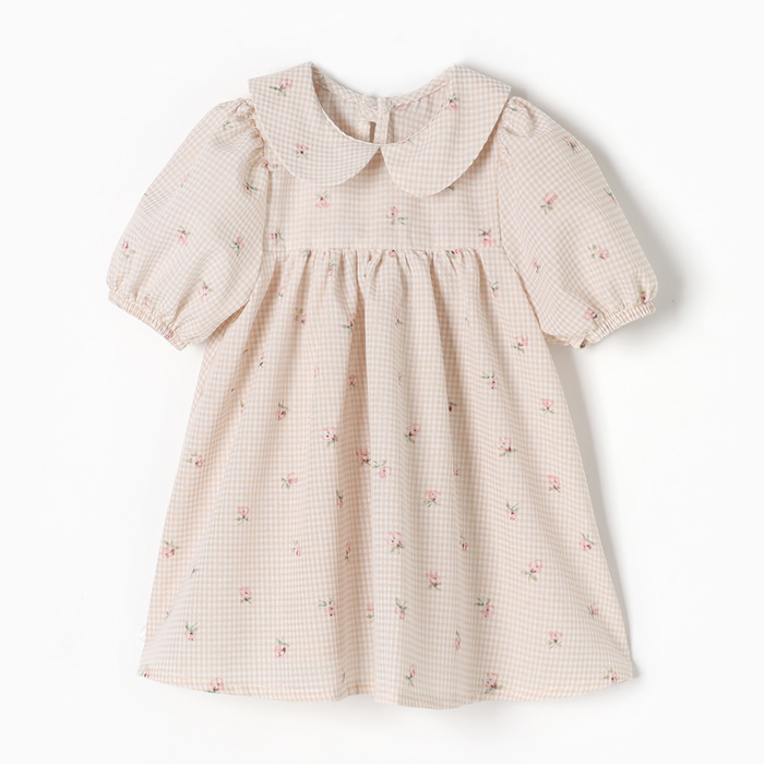 Платье Крошка Я "Цветочки", рост 80-86, бежевый - Фото 1