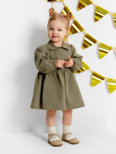 Платье для девочки «Крошка Я. Клетка», рост 80-86 см, зелёное