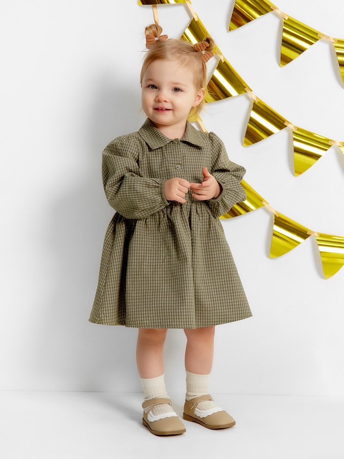 Платье для девочки «Крошка Я. Клетка», рост 80-86 см, зелёное - Фото 1