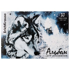 Альбом для рисования А4, 30 листов на клею ErichKrause 'Timber Wolf', обложка мелованный картон, жёсткая подложка, блок 120 г/м2