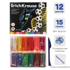 Пластилин со стеком 12 цветов, 180 г, ErichKrause "Sport DNA", в картонной упаковке - Фото 1