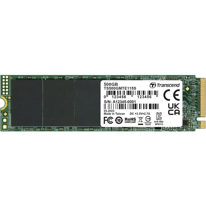 Накопитель SSD Transcend PCIe 3.0 x4 500GB TS500GMTE115S 115S M.2 2280 0.2 DWPD - Фото 1