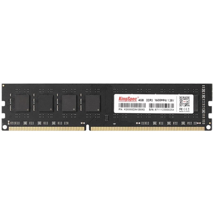 Память DDR3L 4GB 1600MHz Kingspec KS1600D3P13504G RTL PC3-12800 CL11 DIMM 240-pin 1.35В sin - фото 51526272