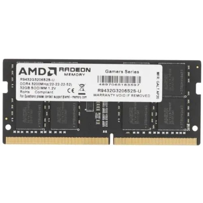 Память DDR4 32GB 3200MHz AMD R9432G3206S2S-U R9 RTL PC4-25600 CL22 SO-DIMM 260-pin 1.2В Ret   102936 - фото 51526287