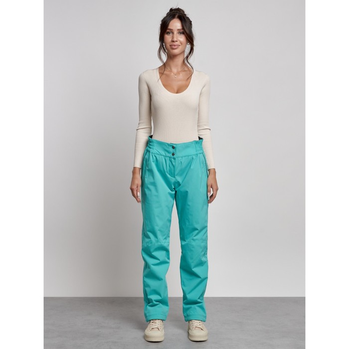 Брюки утеплённые женские, размер 46, цвет зелёный