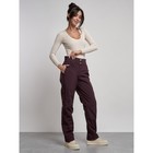 Брюки утеплённые женские, размер 46, цвет тёмно-бордовый - Фото 15