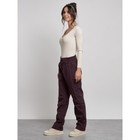 Брюки утеплённые женские, размер 48, цвет тёмно-бордовый - Фото 2