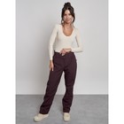 Брюки утеплённые женские, размер 48, цвет тёмно-бордовый - Фото 13