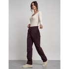 Брюки утеплённые женские, размер 48, цвет тёмно-бордовый - Фото 16