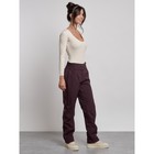 Брюки утеплённые женские, размер 48, цвет тёмно-бордовый - Фото 3