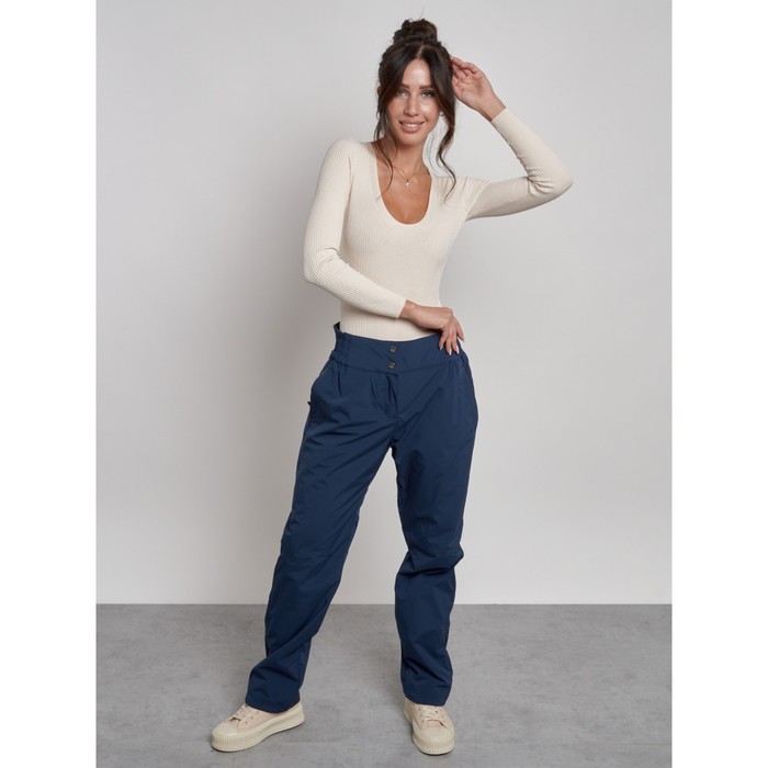 Брюки утеплённые женские, размер 44, цвет тёмно-синий