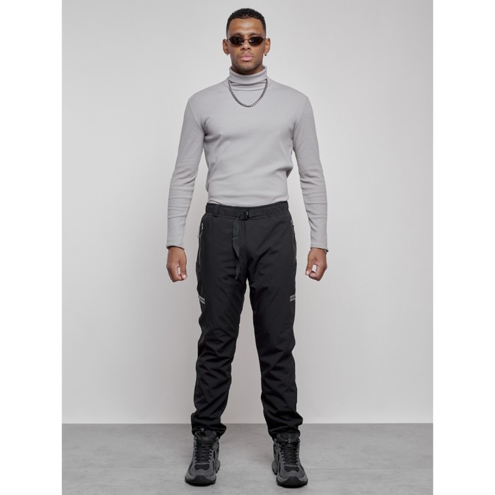 Брюки утеплённые мужские, размер 50, цвет чёрный - Фото 1