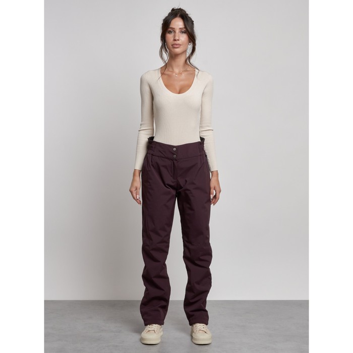 Брюки утеплённые женские, размер 50, цвет тёмно-бордовый