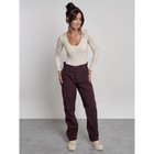 Брюки утеплённые женские, размер 50, цвет тёмно-бордовый - Фото 14