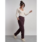 Брюки утеплённые женские, размер 50, цвет тёмно-бордовый - Фото 17