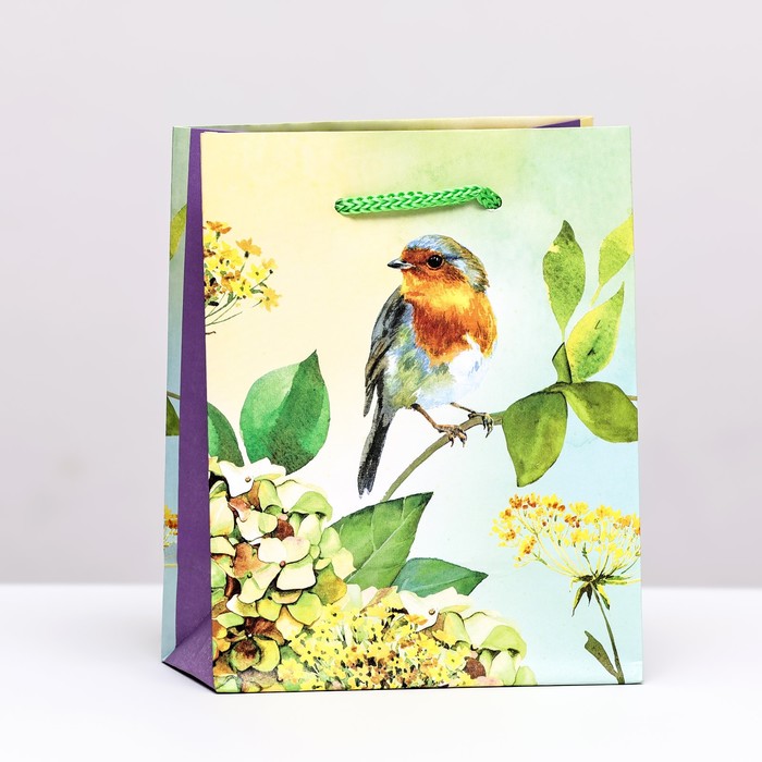 Пакет подарочный "Весенняя птичка", 11,5 х 14,5 х 6,5 см - Фото 1
