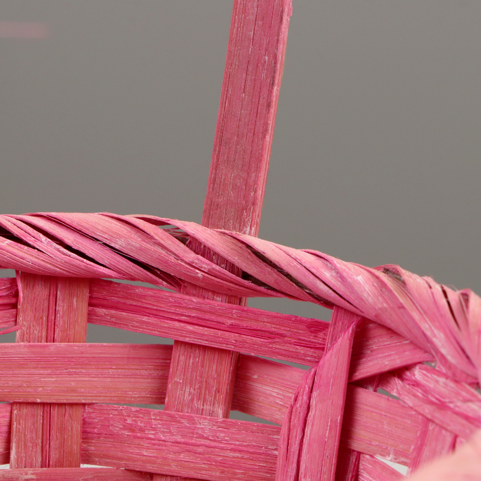 Корзина плетёная, D13 x H9,5/28см, бамбук, светло-розовая