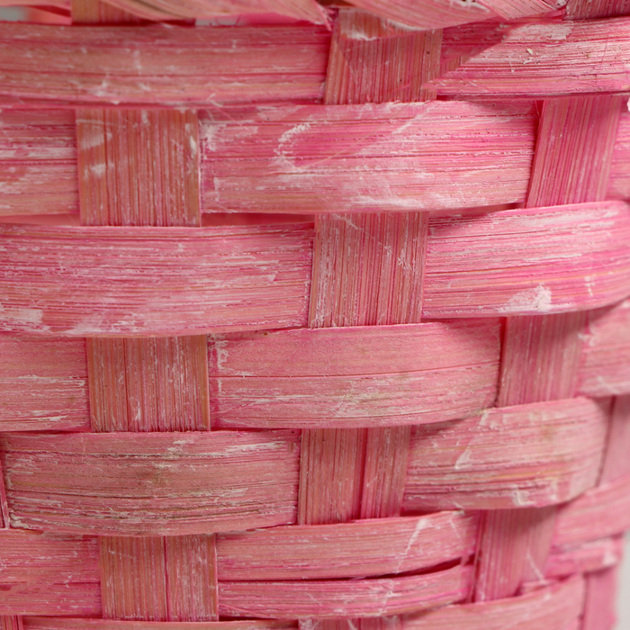 Корзина плетёная, D13 x H9,5/28см, бамбук, светло-розовая