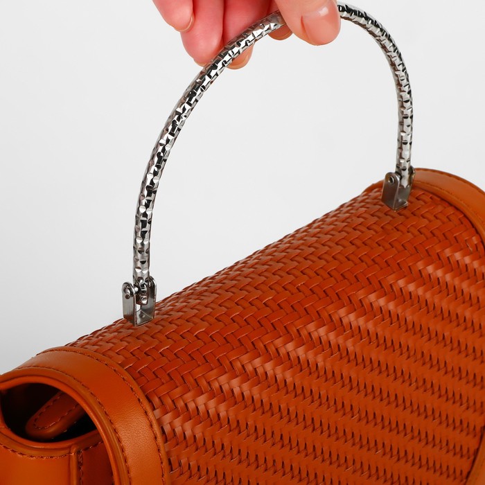 Ручка для сумки «Рефлёная рамка», металлическая, на прокол, 13 × 9 см, цвет серебряный