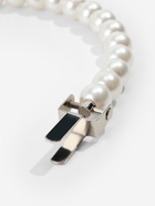 Ручка для сумки, металлическая, жемчужные бусы, на прокол, 12.5×9×1.2 см, цвет белый, серебряный - Фото 4