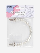 Ручка для сумки, металлическая, жемчужные бусы, на прокол, 12.5×9×1.2 см, цвет белый, серебряный - Фото 7