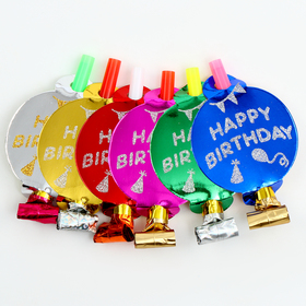 Карнавальный язычок "С днем рождения" набор 6 штук, цвета МИКС