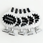 Карнавальный язычок "С днем рождения" набор 5 штук, цвет серебро - Фото 2