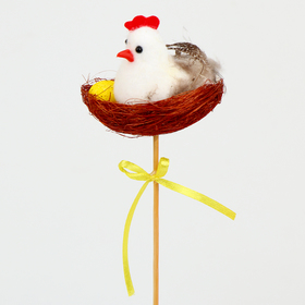 Пасхальный декор на палочке «Курочка в гнезде», 7×7×28 см, в гнёздышке