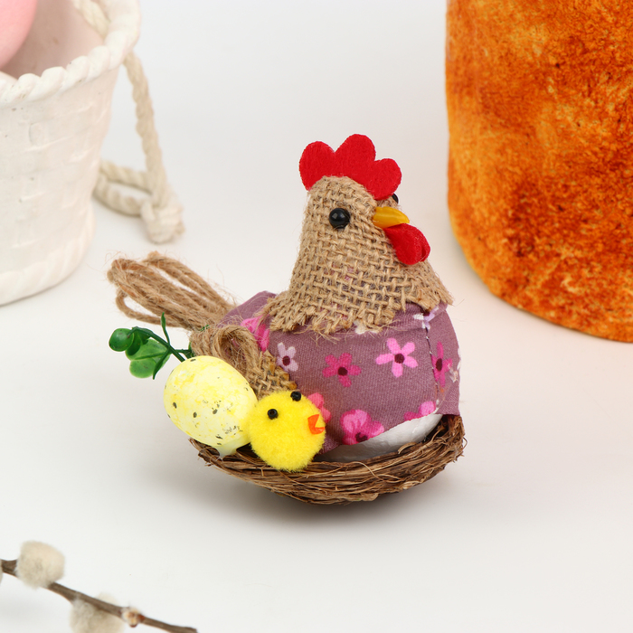 Декор пасхальный «Курочка с цыпленком» 9 × 9 × 9 см - Фото 1
