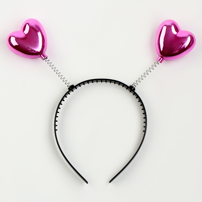 Карнавальный ободок «Сердечки», цвет розовый - Фото 1