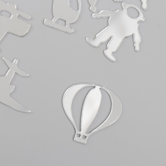 Декор для творчества пластик зеркальный "Воздушный транспорт" набор 6 шт