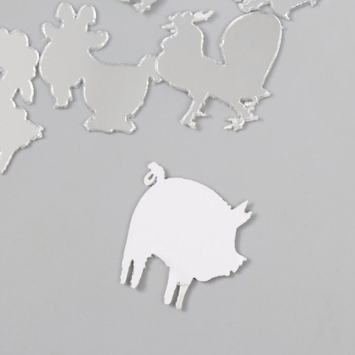 Декор для творчества пластик зеркальный "Животные на ферме" набор 6 шт