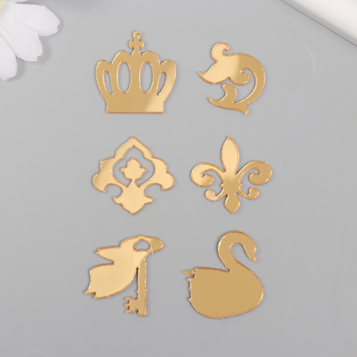 Зеркальный декор для творчества «Корона и узоры», набор 6 шт.