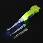 Палочка для чистки ушей LES-02, LED - подсветка, 3 насадки, от батареек, лягушка - Фото 2