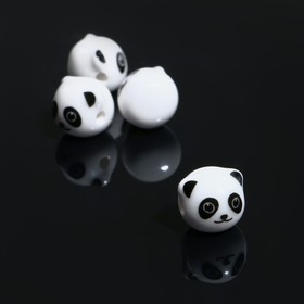 Бусина керамическая 'Панда', 1,2*1,2*1,2см, (набор 4 шт), цвет бело-чёрный
