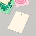 Бирка картон "С днем Рождения. Бант" набор 10 шт (5 видов) 4х6 см - Фото 4