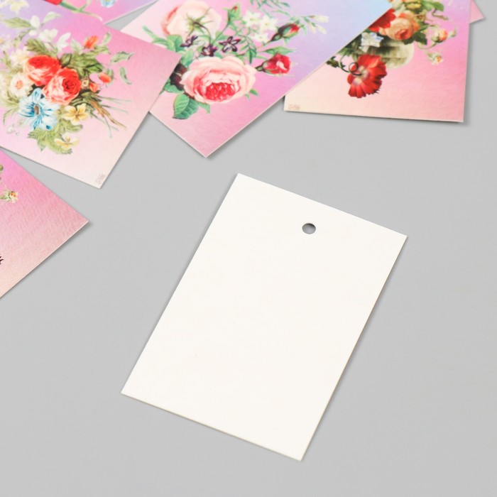 Бирка картон "Цветы 12" набор 10 шт (5 видов) 4х6 см - фото 1897767117