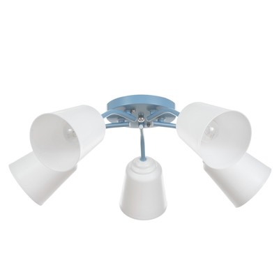 Люстра на потолок BayerLux «Онлайн», 5×15 Вт, Е27, голубой, 52×52×15 см