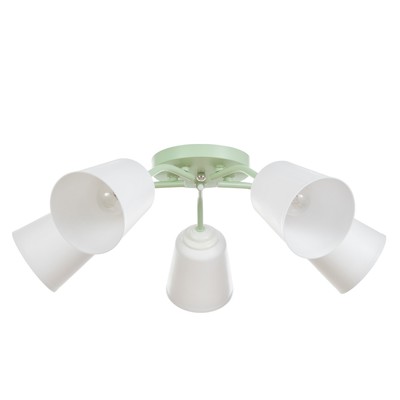 Люстра на потолок BayerLux «Онлайн», 5×15 Вт, Е27, мятный, 52×52×15 см